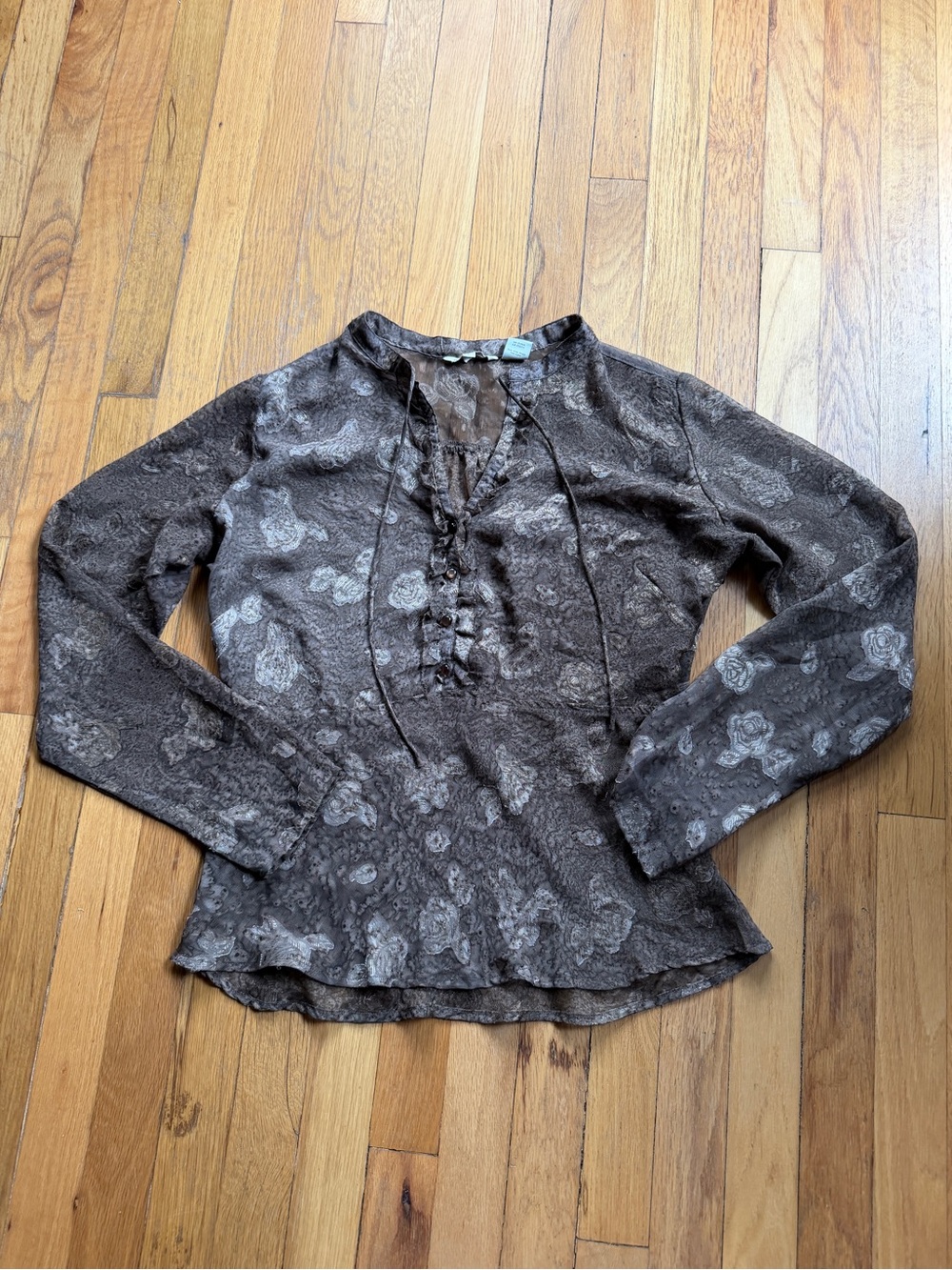 Stetson brown floral sheer top